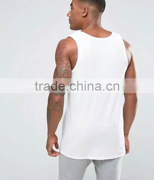 Cheapest New Design Custom Manufacture White Color Sleeveless Gym Wear Comfortable Spandex Cotton Fashion Men's Tank Tops photo-2
