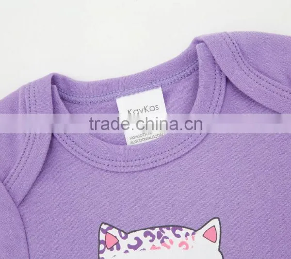 China Factory Cute Cats Design Short Sleeve 100% Cotton Baby Clothes For Newborn photo-3