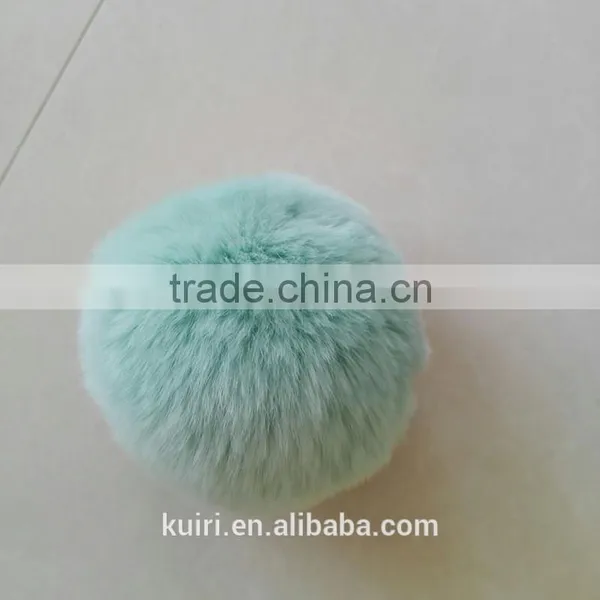 KR 100% Real Rex Rabbit Fur Pom Pom/Colorful Rabbit Fur Ball Keychain 6-10cm Bag Pendant photo-2