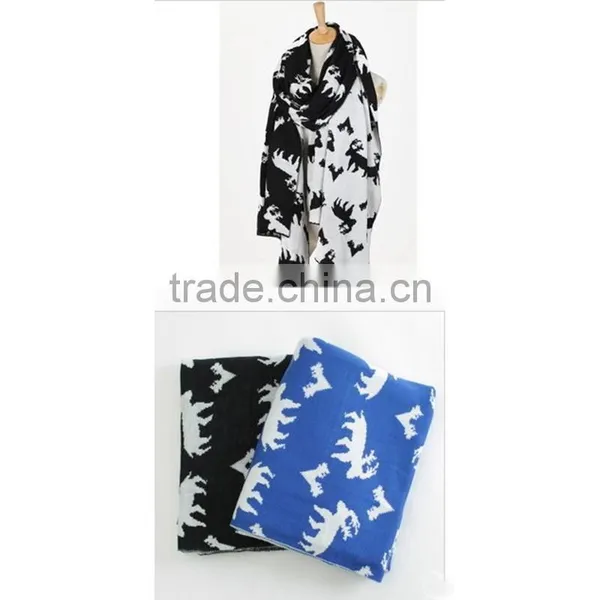 2 Color Choice Autumn and Winter Warm Animal Pattern Lady Knit Korean Scarf Hijab Scarf photo-4