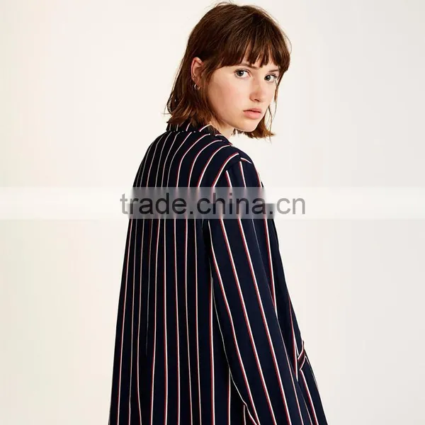 2017 SIMPLE STYLE Ladies Long Casual Striped Blazer Coat photo-3