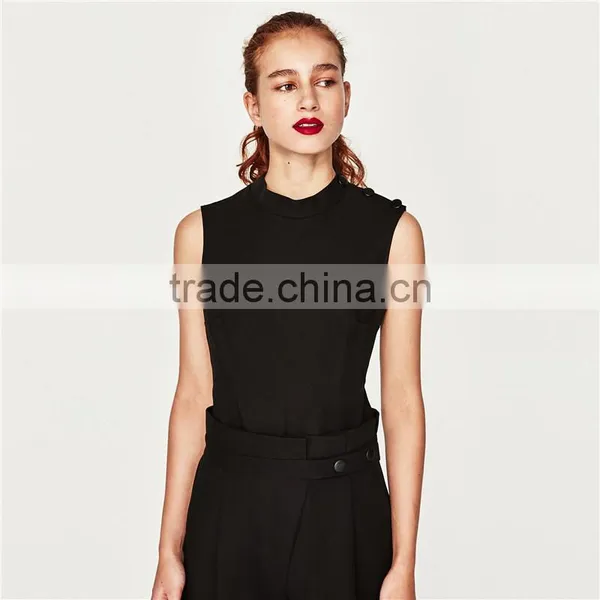 Cotton Sleeveless Long All Black Formal Jumpsuits and Rompers photo-2