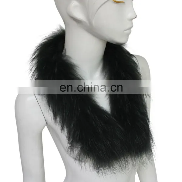 Fashion Colorful Dyed Genuine Raccoon Fur Collar photo-2