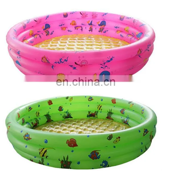 PVC Inflatable Round 3-Ring Fish Printed Baby Bath Pool photo-3