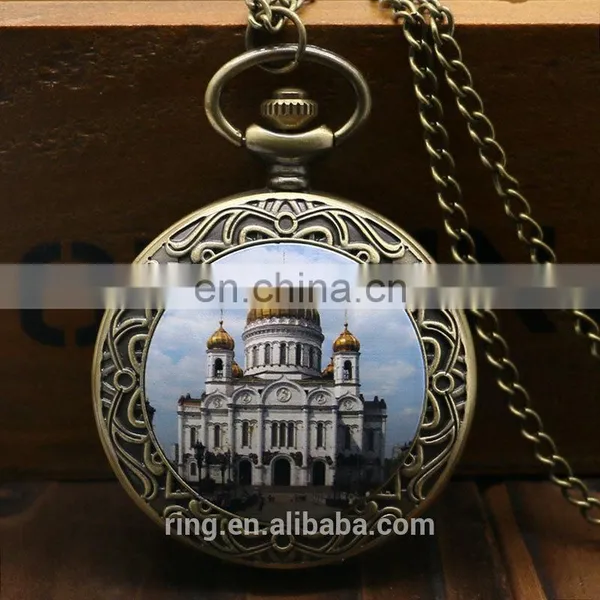 Classical Pocket Watch New Design Taj Mahal Pattern Chain Watch photo-3