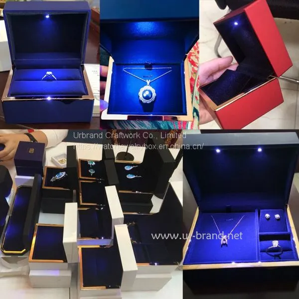 Jewelry Box With LED Light Packaging Paint Jewelry Ring Wedding Pendant Bracelet Brand New Gift photo-4
