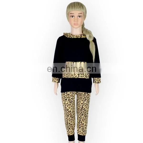 Wholesale 2019 Girls Winter Boutique Outfits Black Leopard Hat Sweater Children's Boutique Leopard Pants Cloth Kids Clothes photo-4