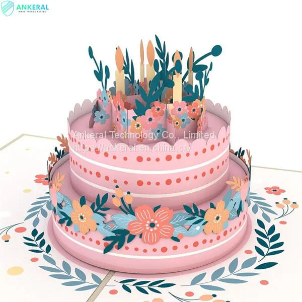 Cheap Price Birthday Cake Pop-up Cards 3D Greeting Pop-up Card for Mother’s Birthday photo-3