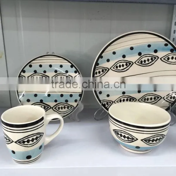 Fine Stoneware Dinnerware, Ceramic Pakistan Dinner Sets, Handprinted Dinner Set