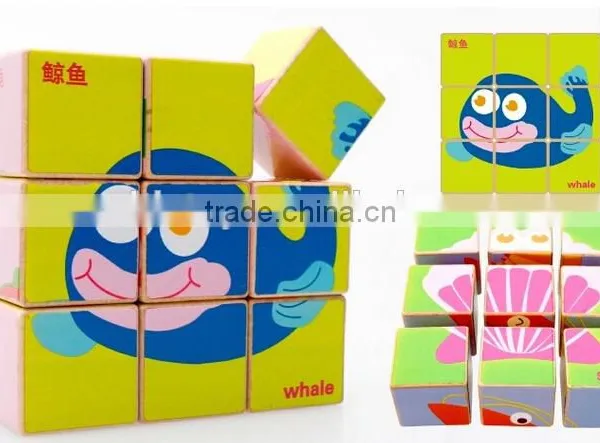 Promotional 9 Pcs Children's Educational Toys Games Kids Cube Block Puzzle Cubic Fun 3d Wooden Block Puzzle 3d Cube Puzzle Game Quality Choice photo-2