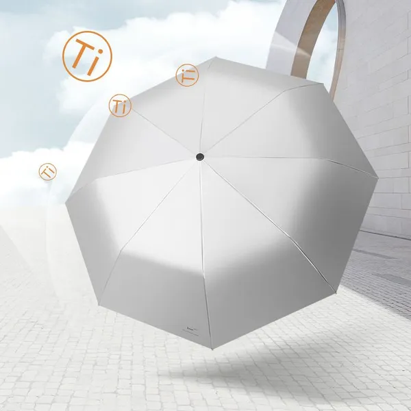 Triple Fold Hand Opening Double-layer Titanium Silver Sunshade Umbrella for Sun Protection and UV Protection, Women's Folding Sunshade, Gift Advertisement, Umbrella, Weather Protection photo-5