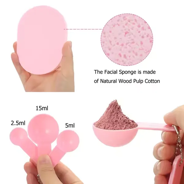 Wholesale Pink 11 in 1 Professional Self Skin Care Tool Kit Mask Brush Spatula Bowl Face Mask Set With Headband Your Own Brand photo-3