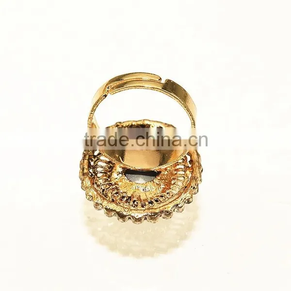 Big Gold Ring With Big Oval Stone Shape Finger Ring photo-6