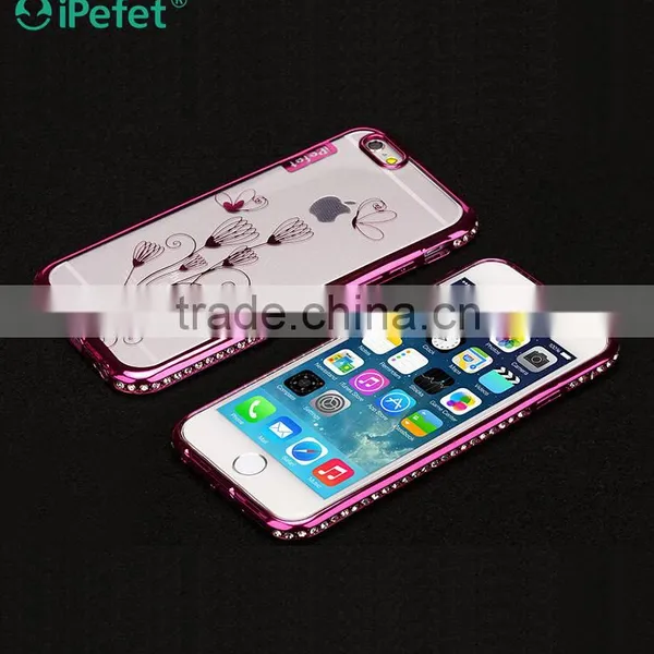 Luxury Glitter Electroplating Diamond Bumper Clear Back Case Cover With Pattern For IPhone 6/s