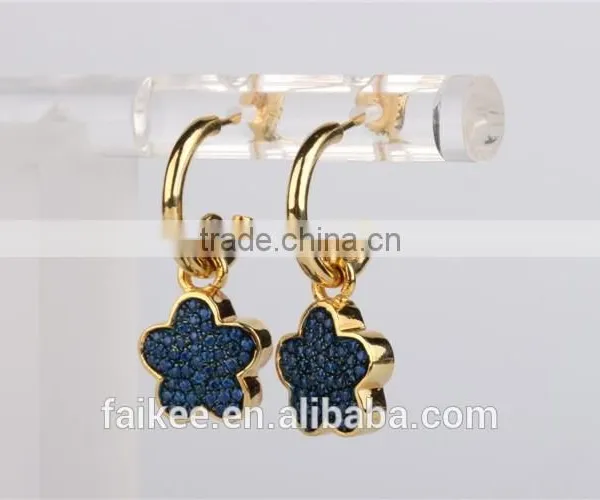 Wholesale Fashion Lady's Jewelry 925 Sterling Silver Earring Gold Plated Wax Micro Pave Setting Earring photo-4