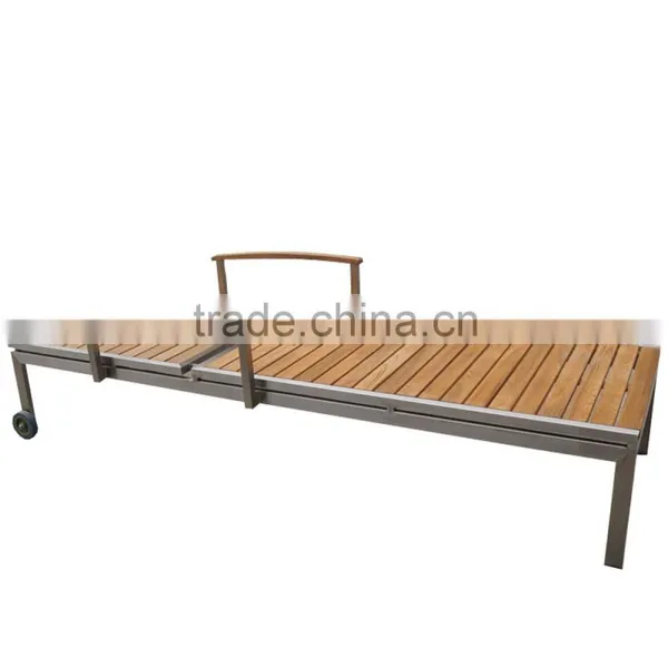 New Design Simple Leisure 1 Set Stainless Steel Teak Pool Luxury Chaise Lounge photo-4