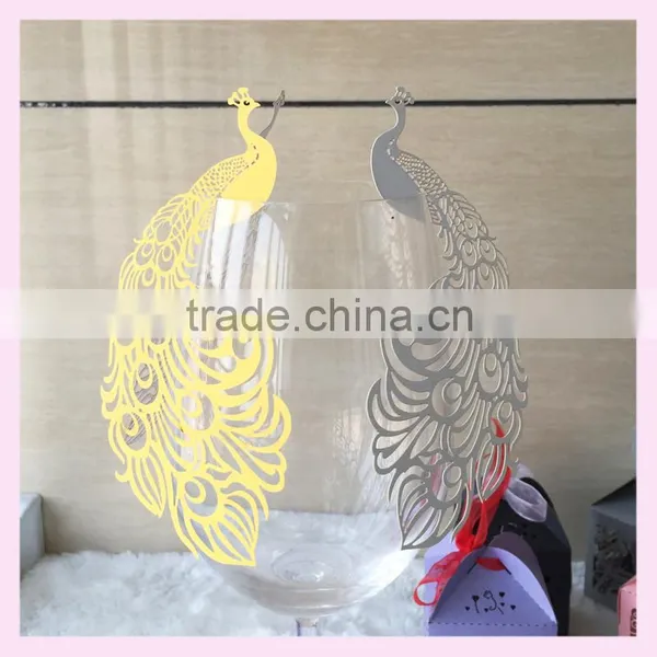 Assorted Colors Wedding Party Decoration Butterfly Shape Wine Glass Cup Card Luxury Phoenix Design photo-3