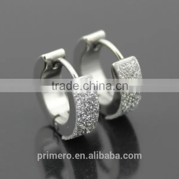 Stainless Steel Huggies Hoop Earrings With Charm Elegant Matte Wholesale Black Silver photo-4