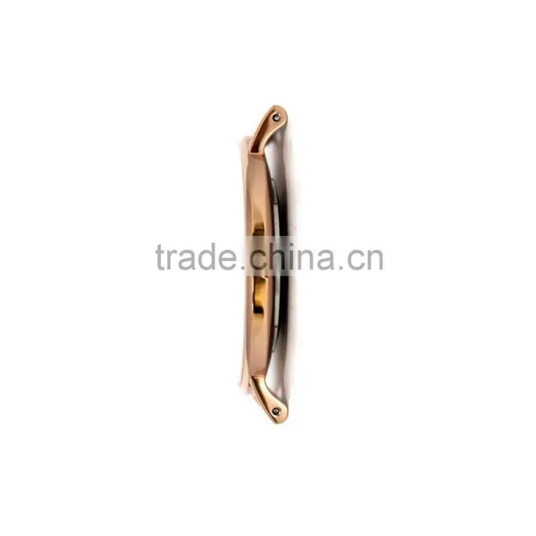 Ultra-thin Rose Gold Ronda Movement Men Leather Watches, Minimalist Style Fancy Men's Watches photo-3