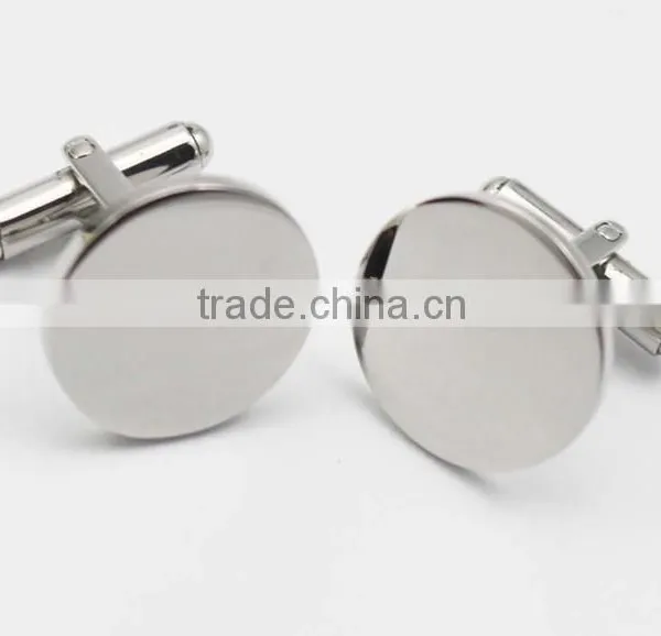 316L Stainless Steel Shiny Plain Silver Round Cufflinks for Men photo-5