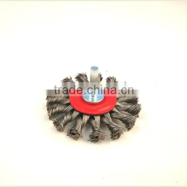 Twist Knot Wheel Brushes, With Shank, Diameter 75mm or 3"