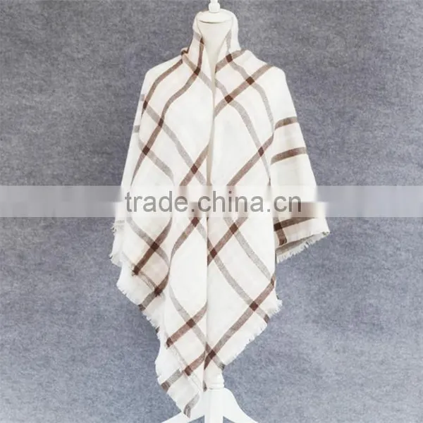 Handwoven Pure Cashmere Tartan Scarf,cream Plaid Scarf photo-3