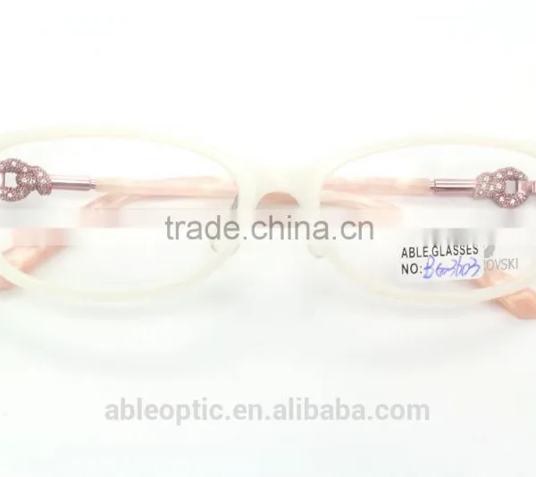 Lady Crystal Rhinestone Fashion Design Acetate Hand Made Spectacles Optical Frames Eyewear Eyeglasses photo-4