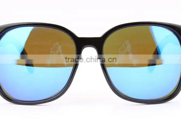 JMP608 Plastic Frame Blue UV400 Lens Ebony Temple Wood Sunglasses photo-2