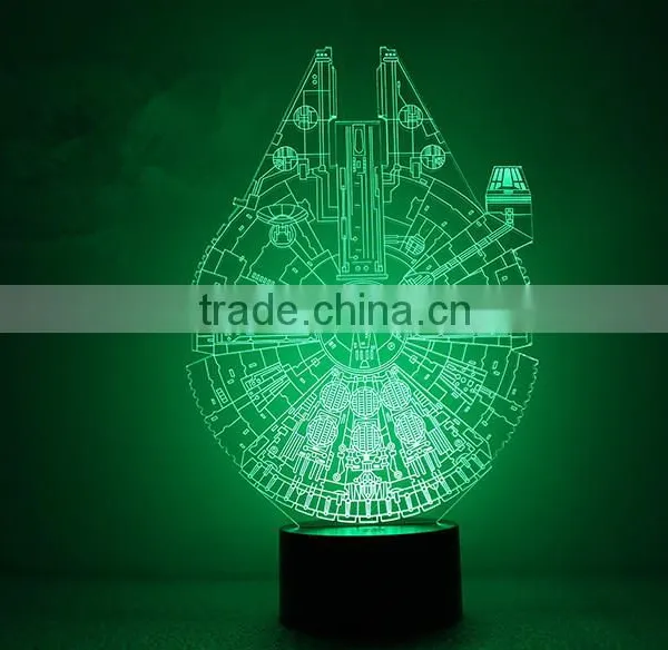 LED Holiday Lamp 3D Bulbing Light Millennium Falcon Shape Light Color Changing With Touch Button 3D Led Small Night Light photo-3