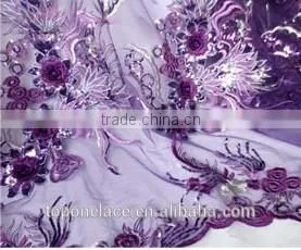 Top One High Quality African French Lace Fabric 3d Flower Lace Embroidered Fabric Applique Dresses photo-5