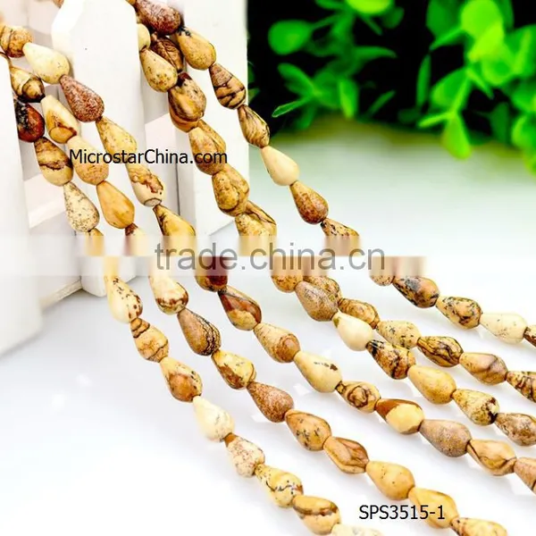 Wholesale 2016 New Fashion DIY Waterdrop 6*9mm Picture Jasper for Jewelry Making photo-2