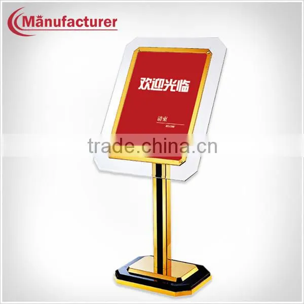 New Products Acrylic Free Standing Sign Holders/ Lobby Sign Stand Alone Sign for Hotel
