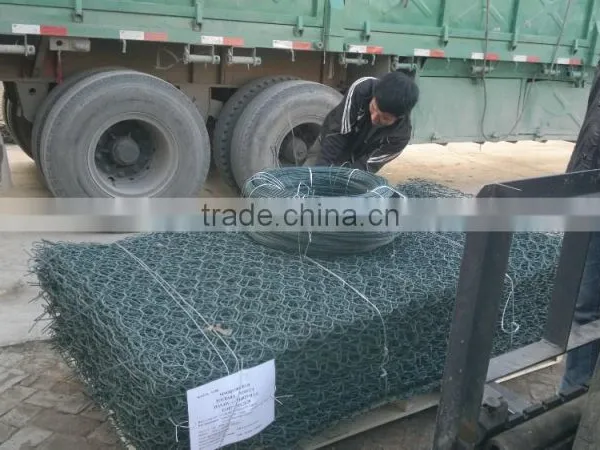 PVC Coated Gabion Mattress, Green Wire Gabion Box photo-5