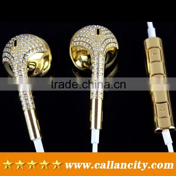 Aluminum Materail 24ct Gold Diamond Custom Wired Headphones photo-6