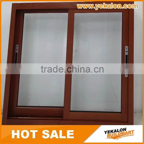 Hot Sale Red Sandalwood Wood Grain Transfer Aluminum Sliding Window With Screen From China Supplier