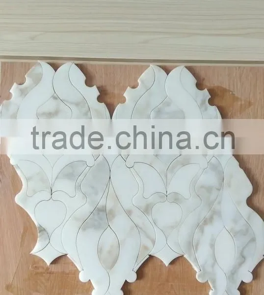 White Carrara Marble,Statuario Marble Herringbone Mosaic Tile photo-3