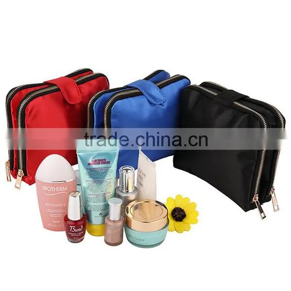Satin Two Compartments Toiletry Bag Portable Travel Cosmetic Bag photo-3