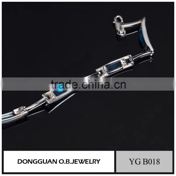 Fashion Blue Glass Jewelry Bracelet Brass Bangle Bracelet With Wholesale Price photo-2