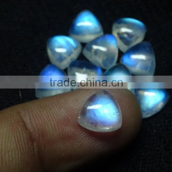 Rainbow Moonstone 8x8 mm Trillion Cut With NIce Blue Flash Natural Semi Precious Gemstone photo-3