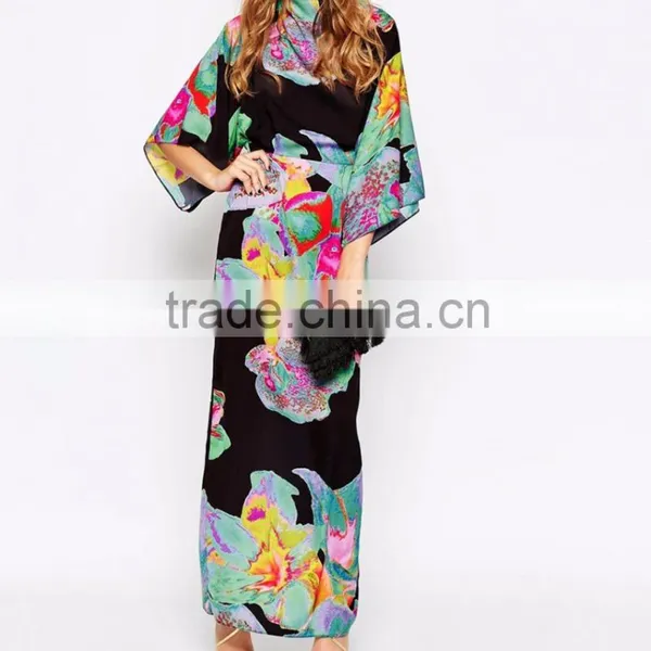 Top Sell High Quality Floral Printed Kaftan Dress photo-3