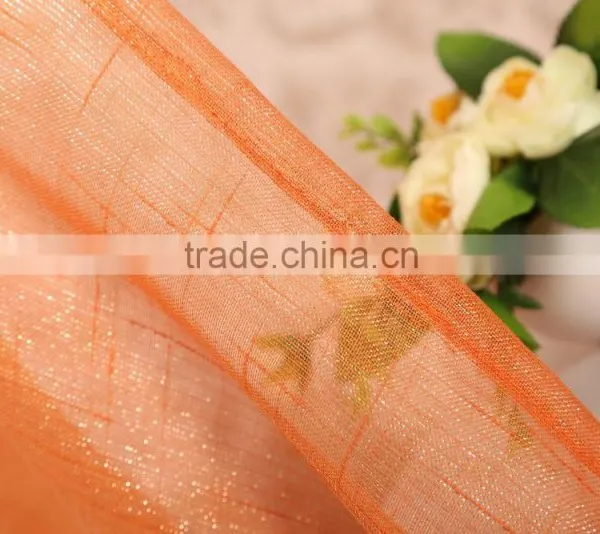 100% Polyester Fabric Gold and Silver Metallic Yarn Voile Sheer Eyelet Curtain Drapes photo-4