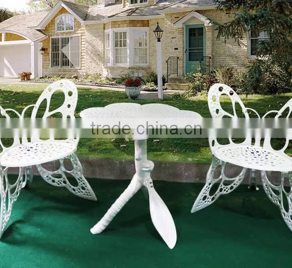 White Aluminum Butterfly Garden Outdoor Furniture Table and Chair Bistro Set photo-2
