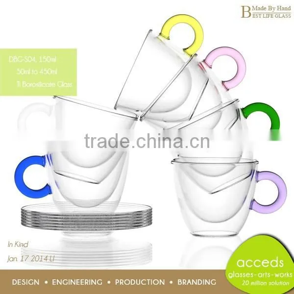 With Saucer Double Glass Handblown Christmas Fashionable Chinese Tea Cup photo-2