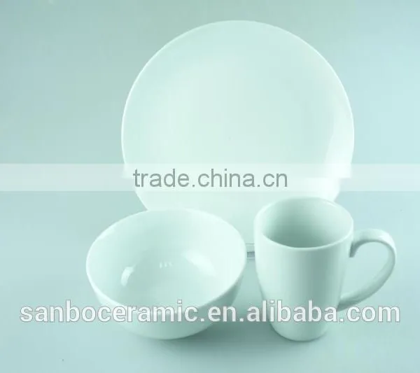 Ceramic Dinnerware White Embossed Dinner Sets 12 Pcs / 16 Pcs Set of Dinnerware Cheap Wholesale in Stock photo-2