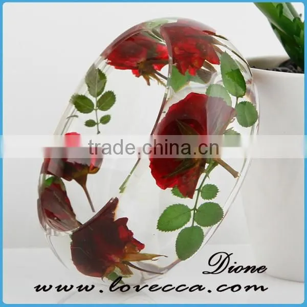 Clear Real Dried Pressed Flower Resin Jewelry Bangles photo-2