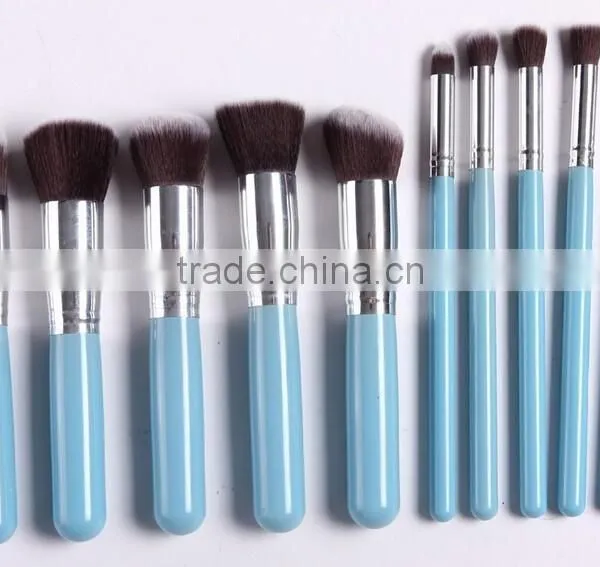 Wholesale 10pcs Makeup Brush Kabuki Brush With Wood Handle High Grade Slim Synthetic Hair photo-3