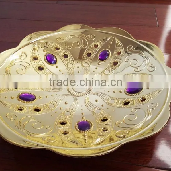 Silver Plastic Charger Plate Decorative Gilded Fruit Tray photo-5