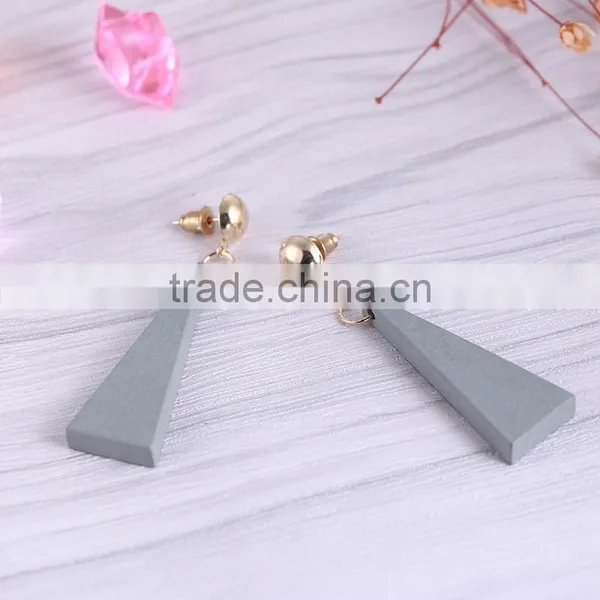 Korea Style Stud Personality Triangle Wooden Earrings photo-3