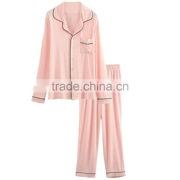 Custom Loungewear European Fashion Ladies Satin Pajamas Sets Long Trousers and Long Sleeved Buttoned Shirt photo-3