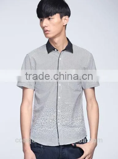 New Design Contrast Fabric Made to Measure Cotton Slim Men Shirt BSZ0081 photo-3